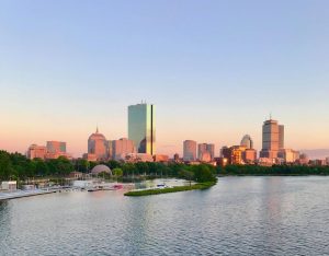 View of river and Boston skyline
