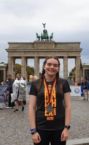 Me in front of the Brandenburg Gate after the Berlin Marathon