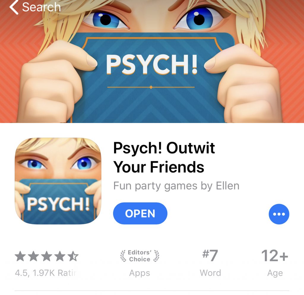 Image of the Psych app in the app store 