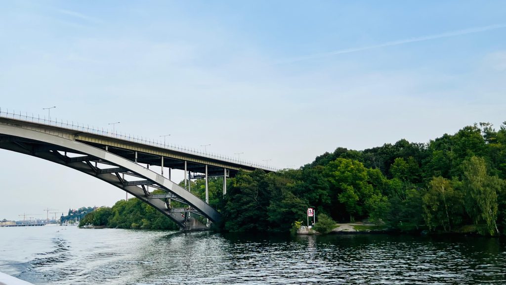 My photo of a high bridge over Stockholm's waters, part of our SUNNAN Discovery journey