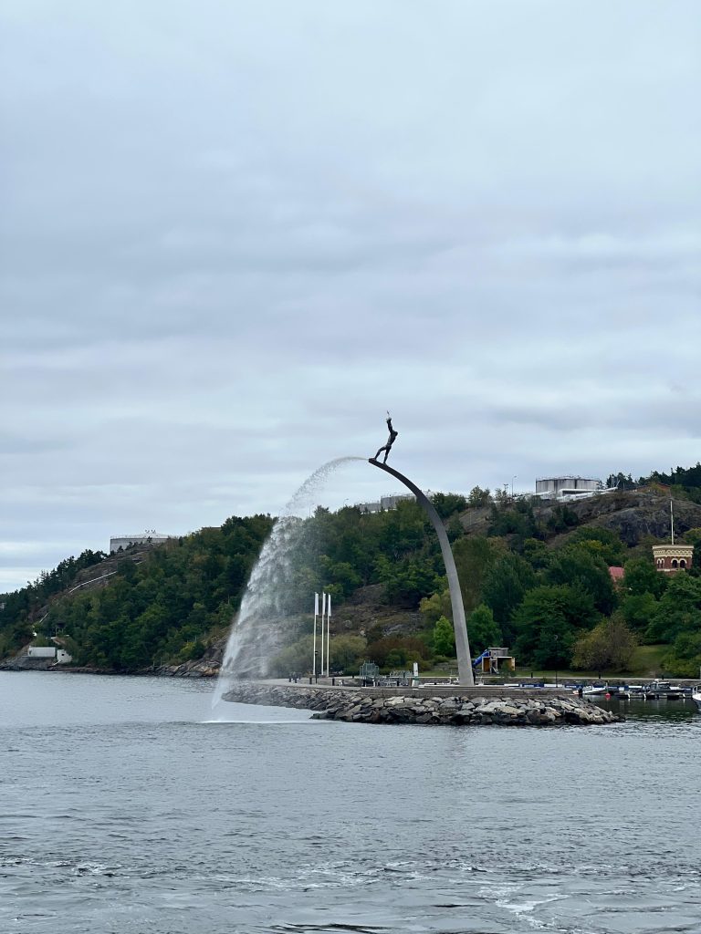 God our father on the rainbow - fountain, a sculpture at Nacka Strand