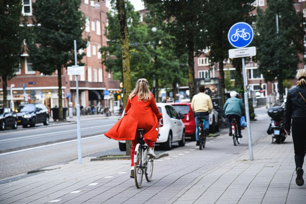 Cycling in the city.