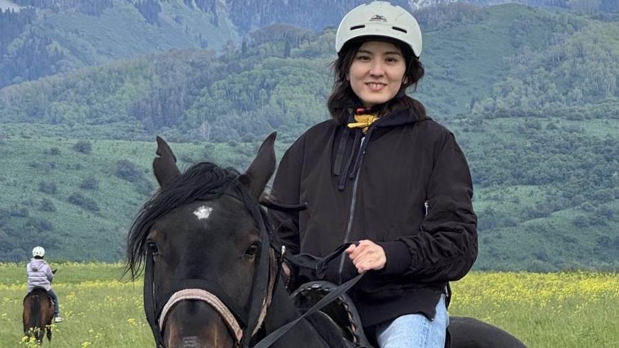 On a horse-hike somewehere close to Ile-Alatau mountainous range in Kazakhstan 