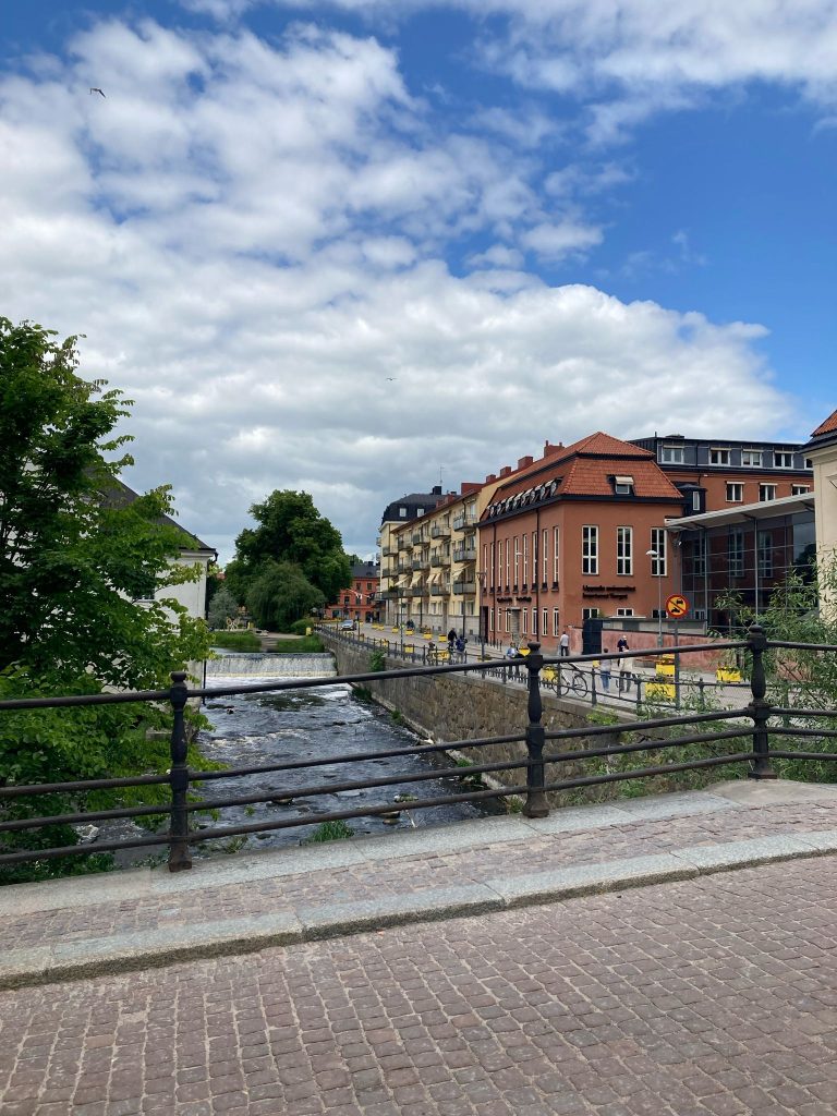 a small river and houses in Uppsala