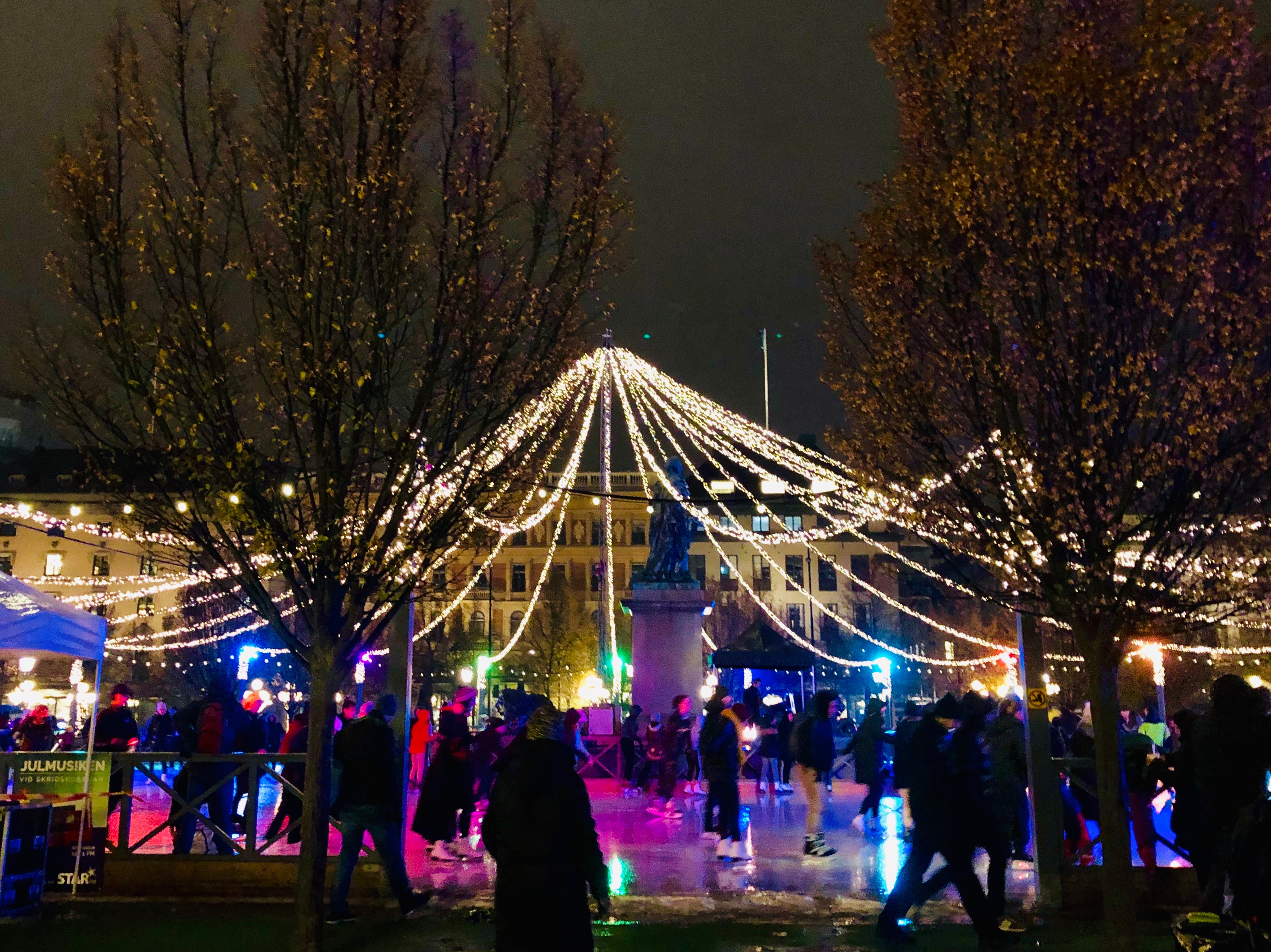 ice skating at Kungsträdgården with the Christmas lights