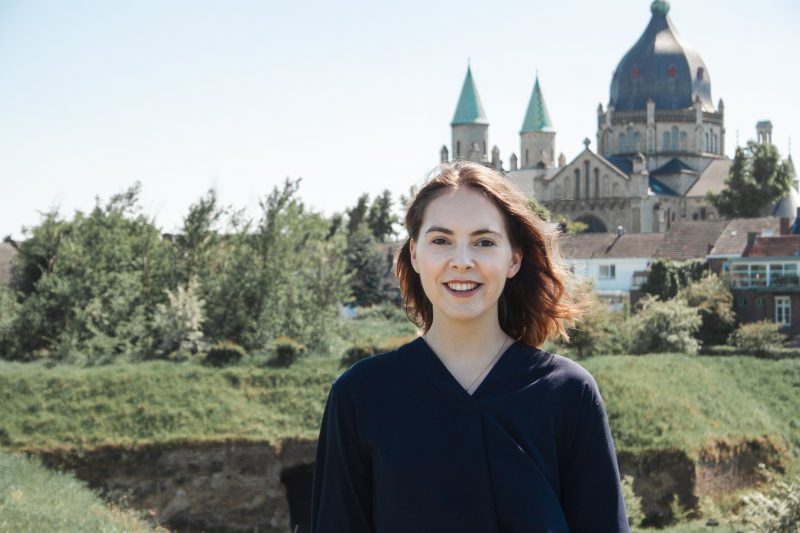 Author in front of the Emmaplein church, Maastricht