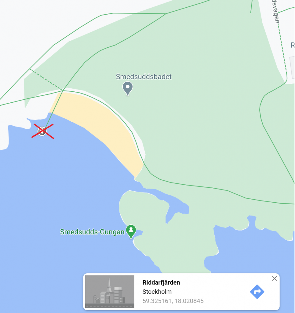 Google maps screen shot of smedsuddsbadet