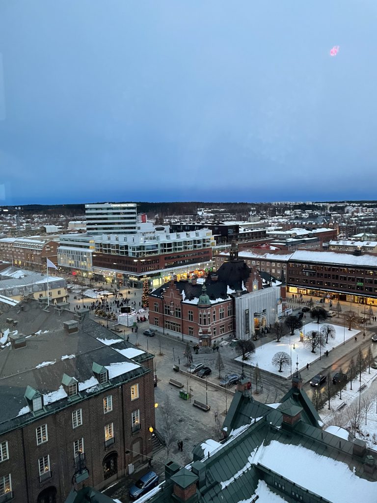 Umea, Sweden - JULY 09, 2020: Panorama View on K-Rauta and Media