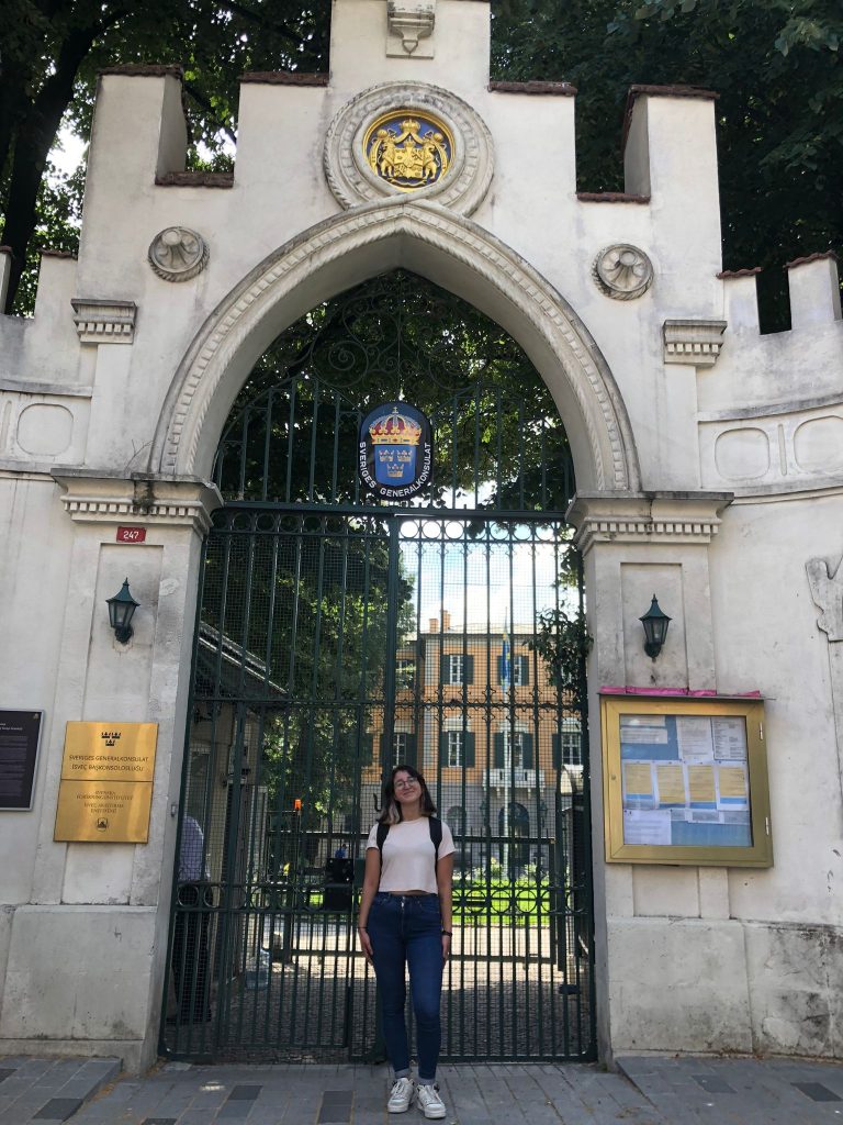 Standing in front of Swedish Embassy in İstanbul 