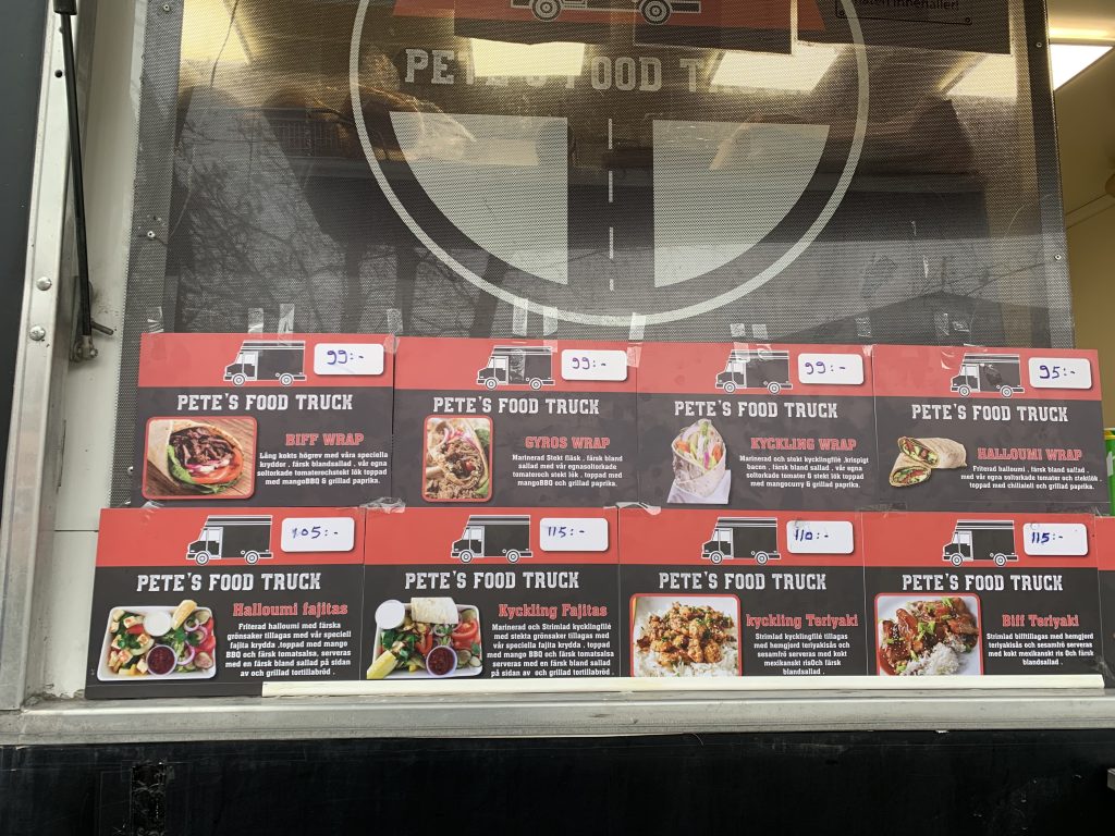 Food truck menu and prices