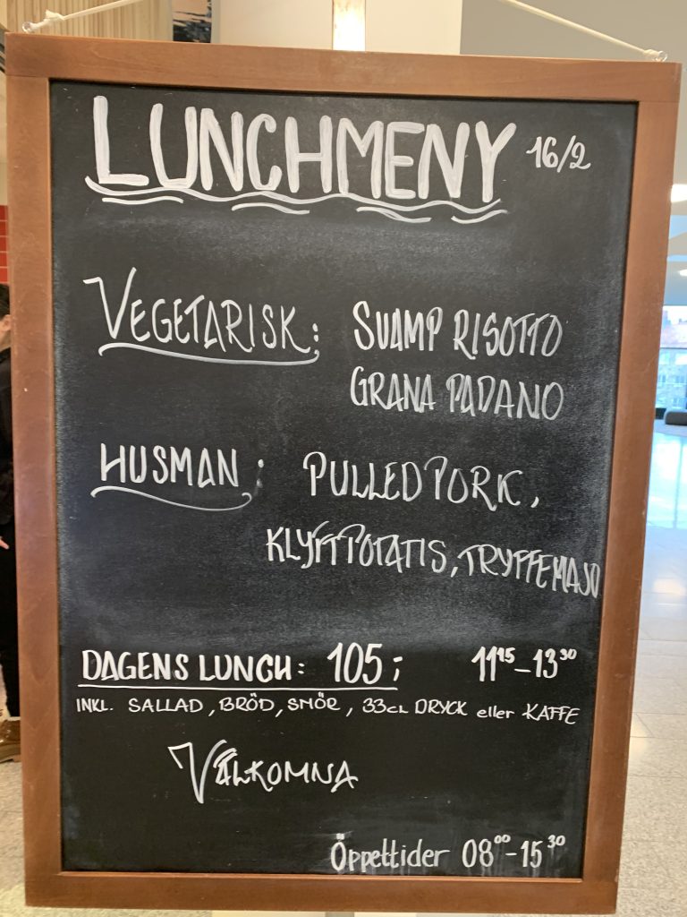Lunch menu of the day in Café  Delta
