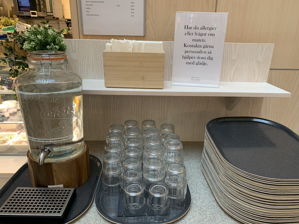 Water glasses in Café  Biomedicum