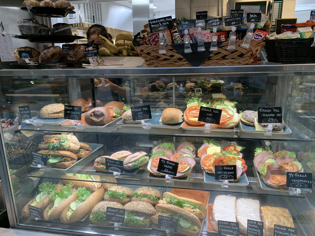 Sandwiches on display in Café Biomedicum