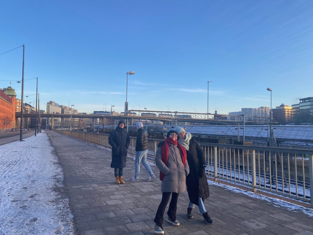 walk with friends in Stockholm