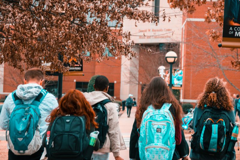 Students walking on campus