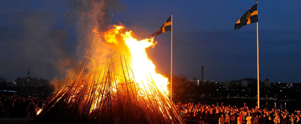 The bonfire events for Valborgsmässoafton or St. Walpurg's day in Sweden.