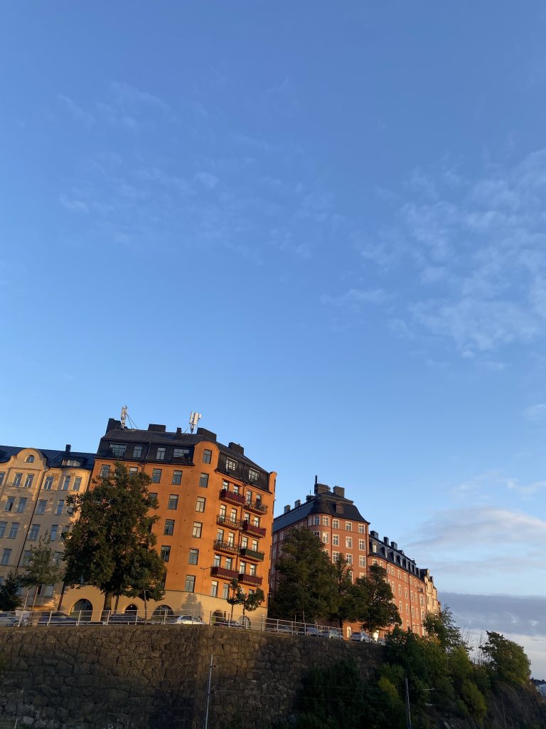 A photo of Stockholm buildings in the afternoon sun