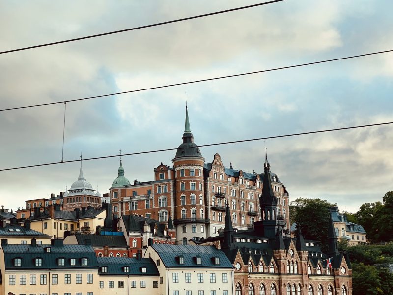 Vibrant Swedish architecture with the Mariahissen building in central Stockholm.