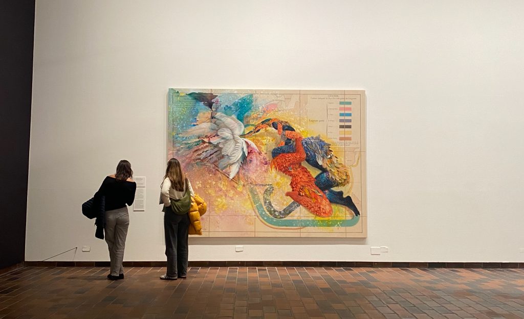Two girls in art museum