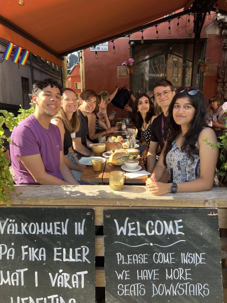 Picture of me and my friends eating fika in a cafe in gamla stan