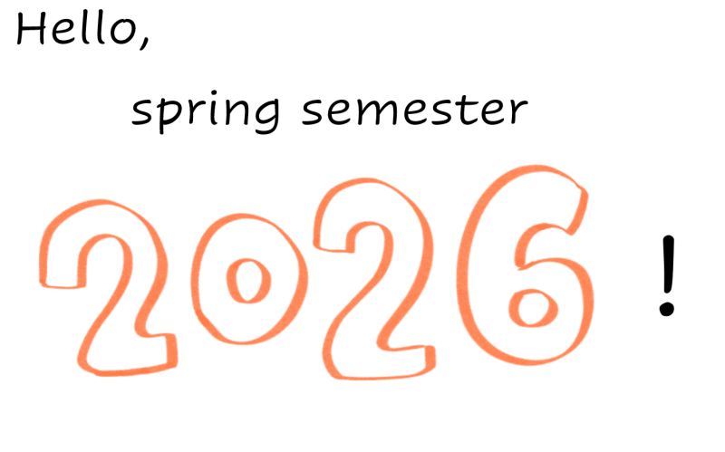 text saying Hello spring semester