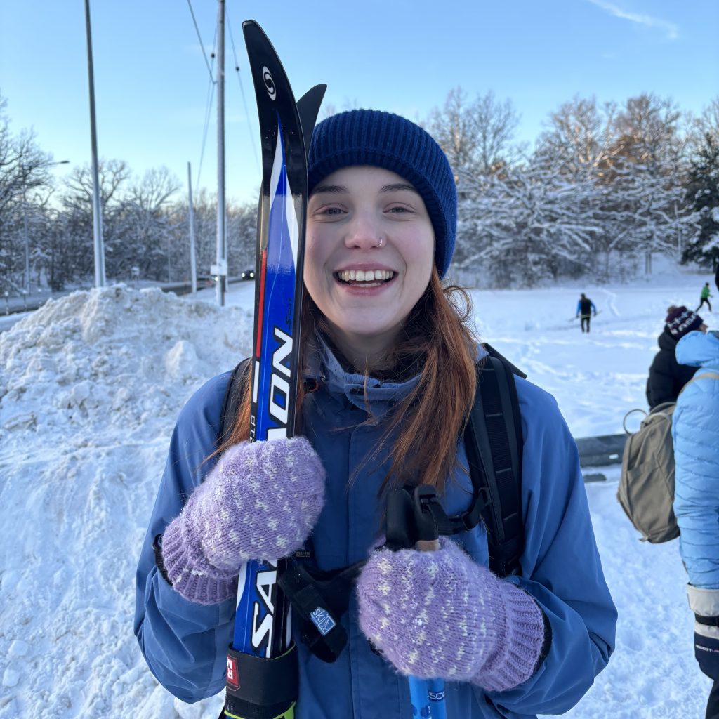 Seela cross-country skiing in Stockholm. Photo credit: Seela Kallio