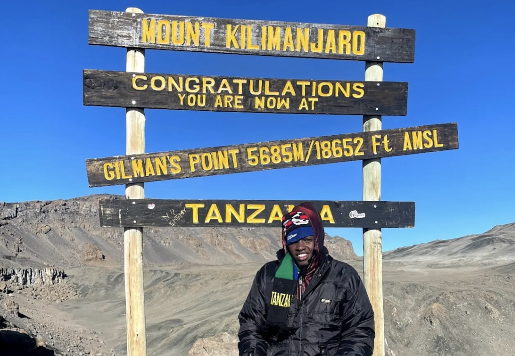 Goodluck in the heights of Mount Kilmanjaro! Photo credit: Goodluck Nchasi 